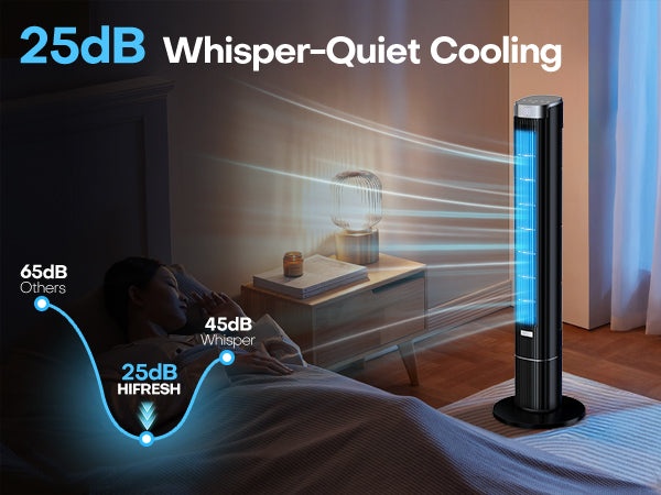 Hifresh 021HL - Bladeless Tower Fan with Remote & 12H Timer - Power Saving