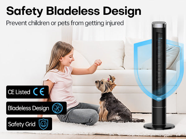 Hifresh 021HL - Bladeless Tower Fan with Remote & 12H Timer - Power Saving