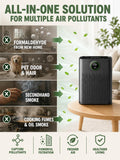 HIFRESH IN19 - H13 True HEPA Air Purifier for Home, Black