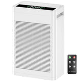 HIFRESH IN34 white air purifier with remote control on a white background