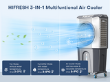 Hifresh WAL800 Desert Air Cooler 120L – 3-Side Evaporative Cooling, 8M Air Throw, Inverter Compatible Portable Cooler