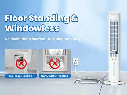 Hifresh 019L - Bladeless Tower Fan w/Aroma Diffuser, Touch & Remote, 4 Modes & 3 Speeds, 26Ft Air Throw, 12H Timer, 4 Ice Packs