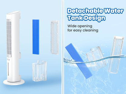 Hifresh 019L - Bladeless Tower Fan w/Aroma Diffuser, Touch & Remote, 4 Modes & 3 Speeds, 26Ft Air Throw, 12H Timer, 4 Ice Packs