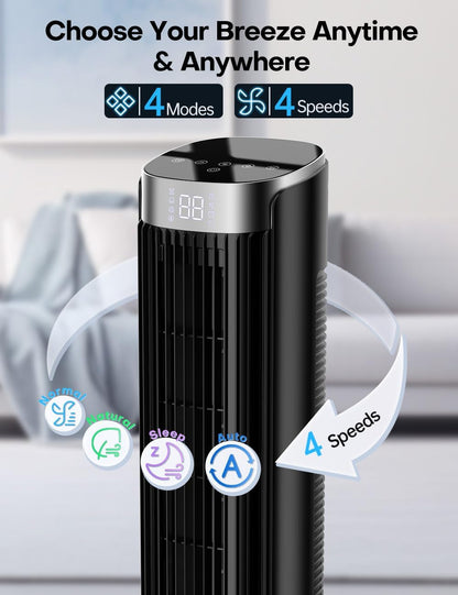Hifresh 021HL - Bladeless Tower Fan with Remote & 12H Timer - Power Saving