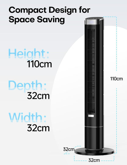 Hifresh 021HL - Bladeless Tower Fan with Remote & 12H Timer - Power Saving