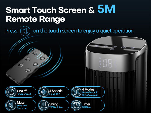 Hifresh 021HL - Bladeless Tower Fan with Remote & 12H Timer - Power Saving