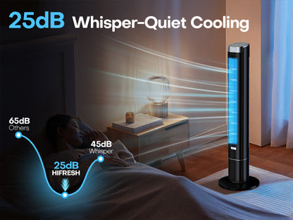 Hifresh 021HL - Bladeless Tower Fan with Remote & 12H Timer - Power Saving