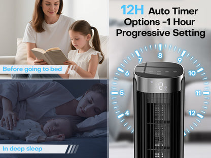 Hifresh 021HL - Bladeless Tower Fan with Remote & 12H Timer - Power Saving