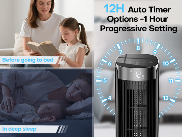 Hifresh 021HL - Bladeless Tower Fan with Remote & 12H Timer - Power Saving