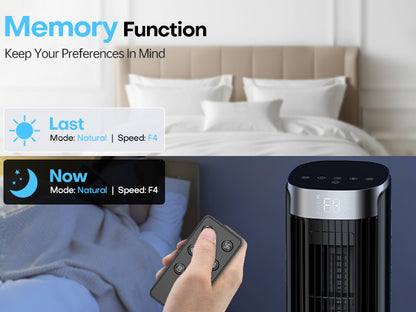 Hifresh 021HL - Bladeless Tower Fan with Remote & 12H Timer - Power Saving