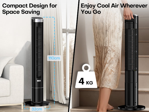 Hifresh 021HL - Bladeless Tower Fan with Remote & 12H Timer - Power Saving