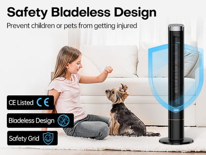 Hifresh 021HL - Bladeless Tower Fan with Remote & 12H Timer - Power Saving