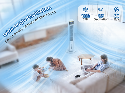 Hifresh 1030R - Portable Air Conditioner w/Remote & LED Touch Screen 4.2L Dual Tank Evaporative Air Cooler, Memory&Aroma Function