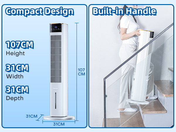 Hifresh 1030R - Portable Air Conditioner w/Remote & LED Touch Screen 4.2L Dual Tank Evaporative Air Cooler, Memory&Aroma Function