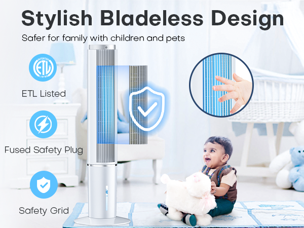 Hifresh 90R - 3 In 1 Tower Cooler Fan Humidifier - 3 Speed 4 Mode - 4 Ice Pack - Strong Air Flow