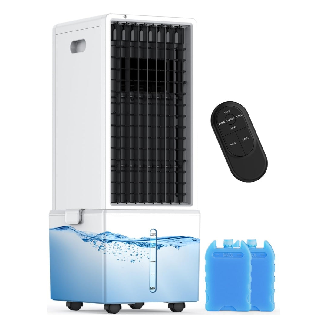 Hifresh 76R - 4-In-1 12L Air Cooler Fan with 2 Ice Packs, 4 Modes, 90° Oscillation, 12H Timer