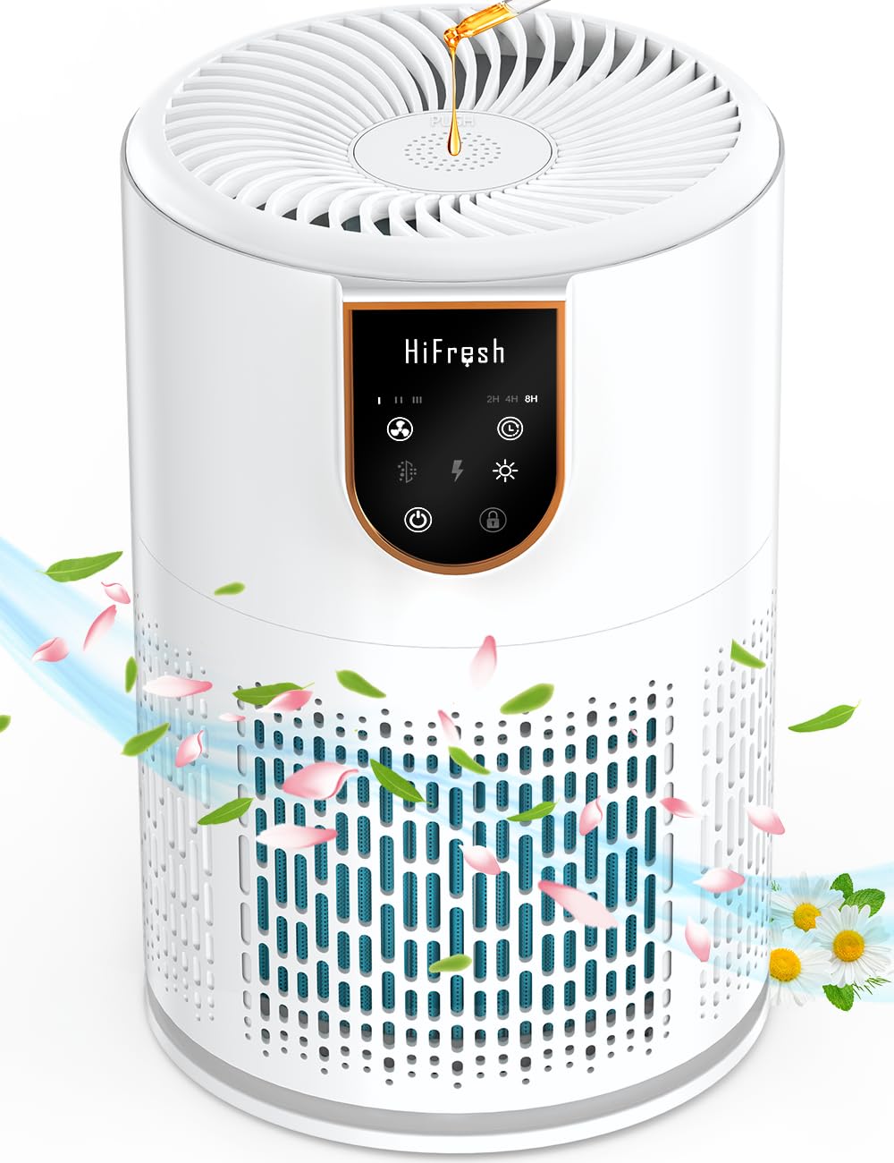 Hifresh Air Purifier w/LCD Touch Screen - H13 HEPA Filter - 3-Stage Filtration - 25dB Low Noise - AP0801