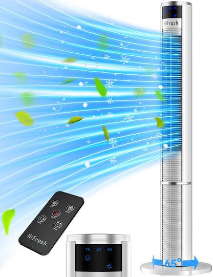 Hifresh Bladeless Tower Fan LED Panel & Remote - 3 Modes 3 Speeds - 65° Oscillation - Silent Flow - ATF-011HL